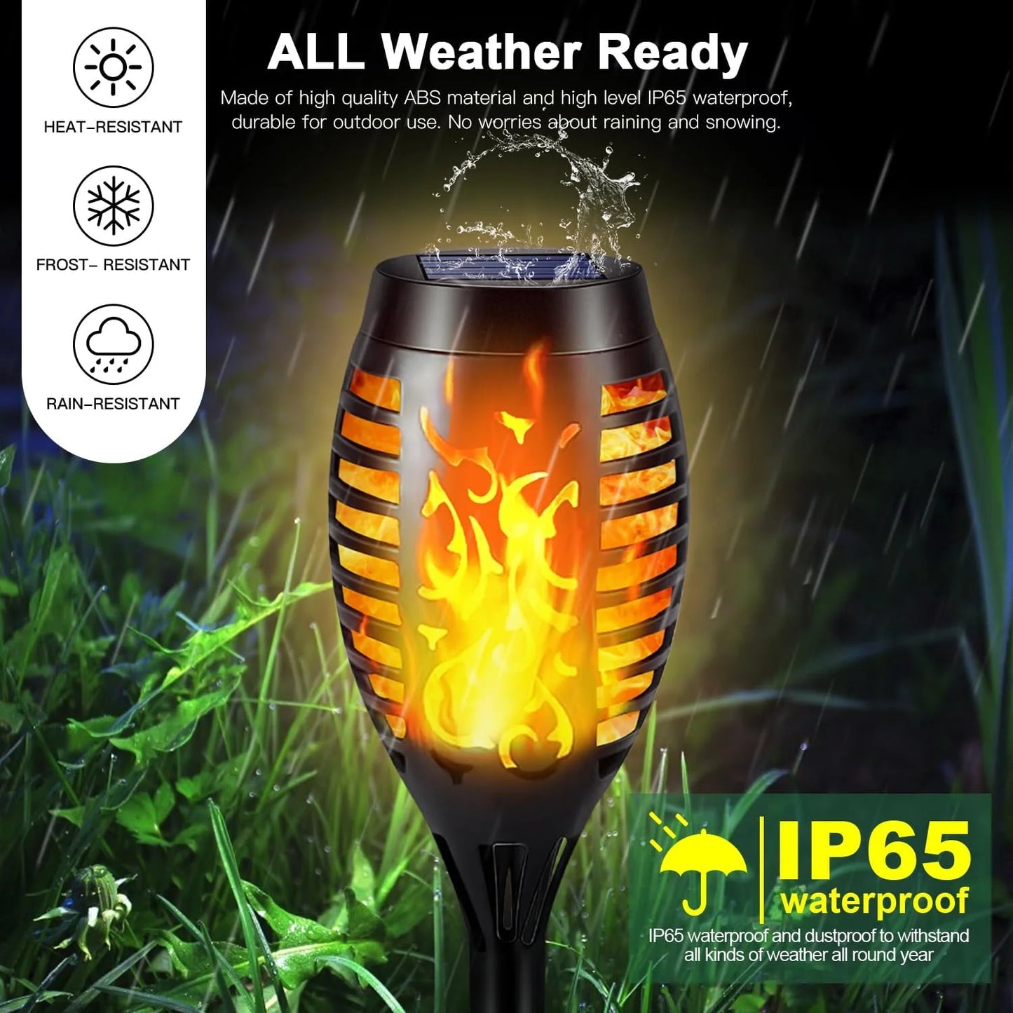 Solar Torch Lights, Flickering LED Flame, Waterproof, Yellow, 12 Pack