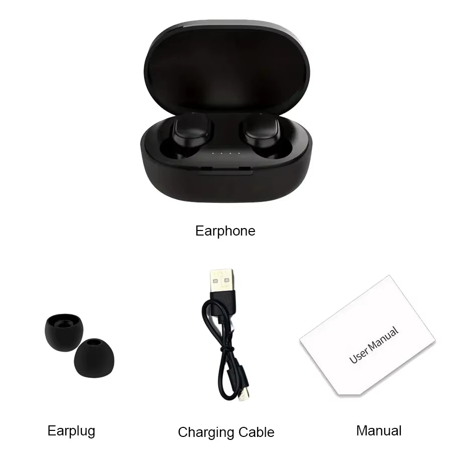 TWS A6S Wireless Bluetooth Earbuds with Noise Cancelling and Microphone for Huawei, Xiaomi, and Redmi