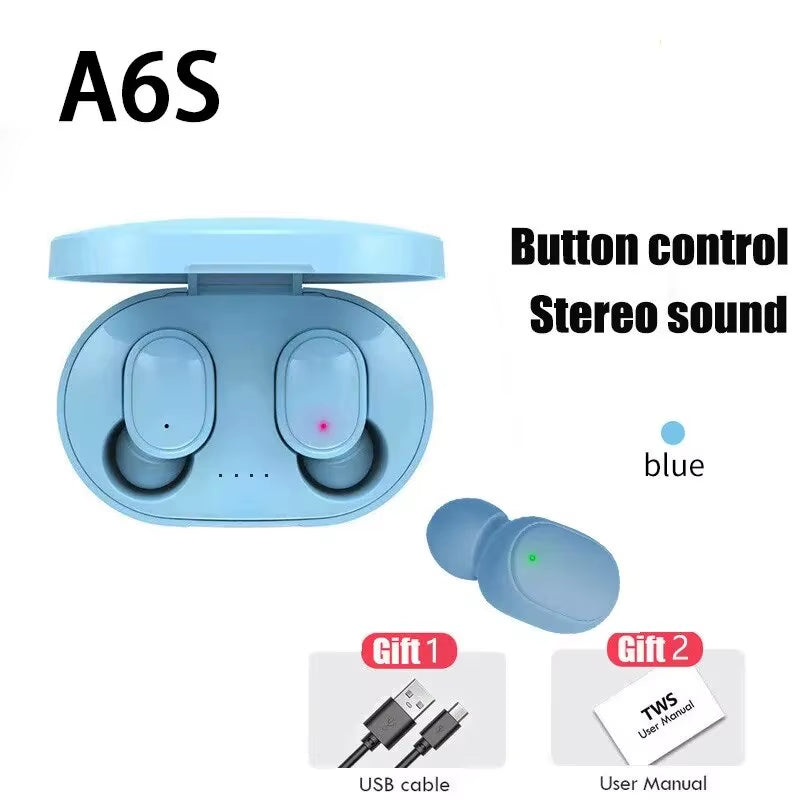 TWS A6S Wireless Bluetooth Earbuds with Noise Cancelling and Microphone for Huawei, Xiaomi, and Redmi
