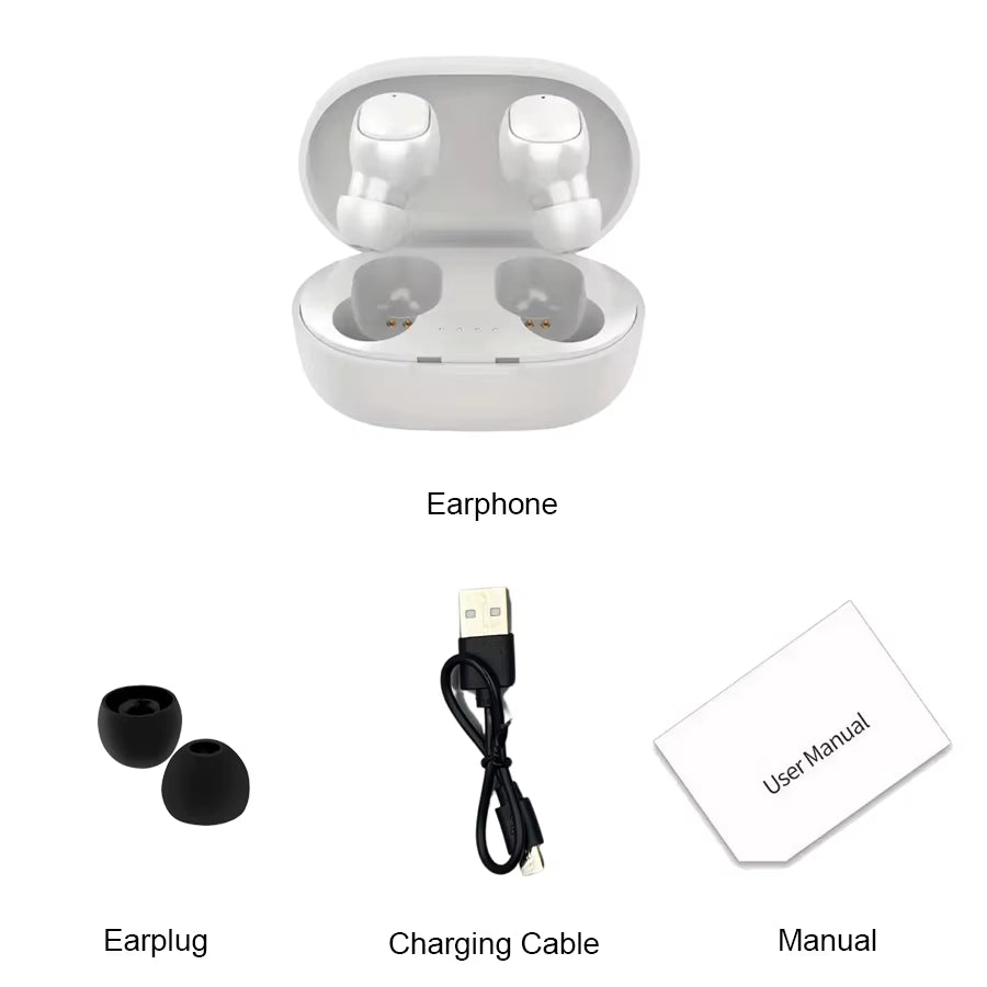TWS A6S Wireless Bluetooth Earbuds with Noise Cancelling and Microphone for Huawei, Xiaomi, and Redmi