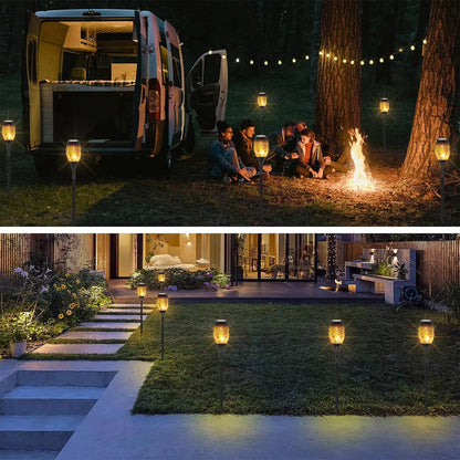 Solar Torch Lights, Flickering LED Flame, Waterproof, Yellow, 12 Pack